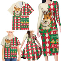 Wales Corgi Christmas Family Matching Long Sleeve Bodycon Dress and Hawaiian Shirt Seamless Cute Dog Argyle Pattern - Wonder Print Shop