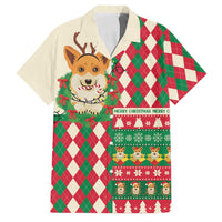 Wales Corgi Christmas Family Matching Long Sleeve Bodycon Dress and Hawaiian Shirt Seamless Cute Dog Argyle Pattern - Wonder Print Shop