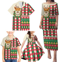 Wales Corgi Christmas Family Matching Puletasi and Hawaiian Shirt Seamless Cute Dog Argyle Pattern - Wonder Print Shop