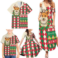 Wales Corgi Christmas Family Matching Summer Maxi Dress and Hawaiian Shirt Seamless Cute Dog Argyle Pattern - Wonder Print Shop