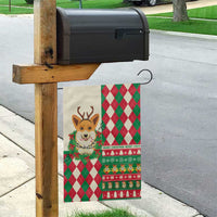 Wales Corgi Christmas Garden Flag Seamless Cute Dog Argyle Pattern - Wonder Print Shop