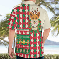 Wales Corgi Christmas Hawaiian Shirt Seamless Cute Dog Argyle Pattern - Wonder Print Shop