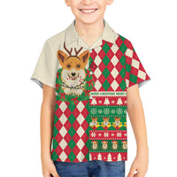Wales Corgi Christmas Hawaiian Shirt Seamless Cute Dog Argyle Pattern - Wonder Print Shop