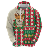Wales Corgi Christmas Hoodie Seamless Cute Dog Argyle Pattern - Wonder Print Shop