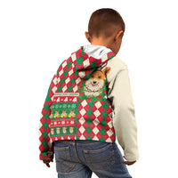 Wales Corgi Christmas Kid Hoodie Seamless Cute Dog Argyle Pattern - Wonder Print Shop