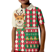 Wales Corgi Christmas Kid Polo Shirt Seamless Cute Dog Argyle Pattern - Wonder Print Shop