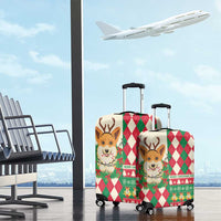 Wales Corgi Christmas Luggage Cover Seamless Cute Dog Argyle Pattern - Wonder Print Shop