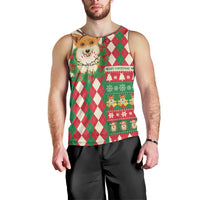 Wales Corgi Christmas Men Tank Top Seamless Cute Dog Argyle Pattern - Wonder Print Shop