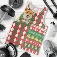 Wales Corgi Christmas Men Tank Top Seamless Cute Dog Argyle Pattern - Wonder Print Shop