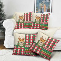 Wales Corgi Christmas Pillow Cover Seamless Cute Dog Argyle Pattern - Wonder Print Shop