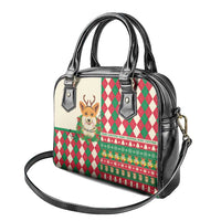 Wales Corgi Christmas Shoulder Handbag Seamless Cute Dog Argyle Pattern - Wonder Print Shop