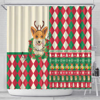 Wales Corgi Christmas Shower Curtain Seamless Cute Dog Argyle Pattern - Wonder Print Shop