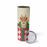 Wales Corgi Christmas Skinny Tumbler Seamless Cute Dog Argyle Pattern - Wonder Print Shop