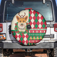 Wales Corgi Christmas Spare Tire Cover Seamless Cute Dog Argyle Pattern - Wonder Print Shop