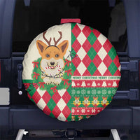 Wales Corgi Christmas Spare Tire Cover Seamless Cute Dog Argyle Pattern - Wonder Print Shop