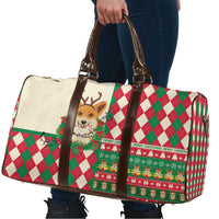 Wales Corgi Christmas Travel Bag Seamless Cute Dog Argyle Pattern - Wonder Print Shop