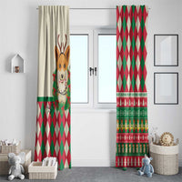 Wales Corgi Christmas Window Curtain Seamless Cute Dog Argyle Pattern - Wonder Print Shop
