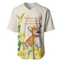 Personalised Wales Corgi and Daffodil Baseball Jersey Welsh Dog Lovers - Wonder Print Shop