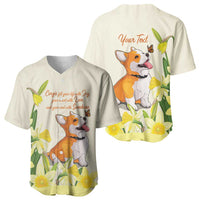 Personalised Wales Corgi and Daffodil Baseball Jersey Welsh Dog Lovers - Wonder Print Shop