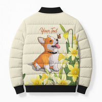 Personalised Wales Corgi and Daffodil Bomber Puffer Jacket Welsh Dog Lovers - Wonder Print Shop