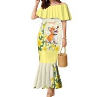 Personalised Wales Corgi and Daffodil Family Matching Mermaid Dress and Hawaiian Shirt Welsh Dog Lovers - Wonder Print Shop