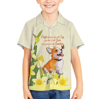 Personalised Wales Corgi and Daffodil Hawaiian Shirt Welsh Dog Lovers - Wonder Print Shop