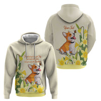 Personalised Wales Corgi and Daffodil Hoodie Welsh Dog Lovers - Wonder Print Shop