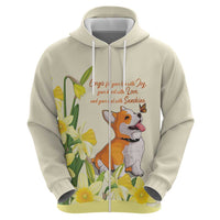 Personalised Wales Corgi and Daffodil Hoodie Welsh Dog Lovers - Wonder Print Shop