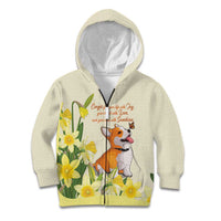 Personalised Wales Corgi and Daffodil Kid Hoodie Welsh Dog Lovers - Wonder Print Shop