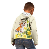Personalised Wales Corgi and Daffodil Kid Hoodie Welsh Dog Lovers - Wonder Print Shop