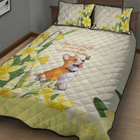 Wales Corgi and Daffodil Quilt Bed Set Welsh Dog Lovers - Wonder Print Shop