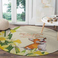 Wales Corgi and Daffodil Round Carpet Welsh Dog Lovers - Wonder Print Shop