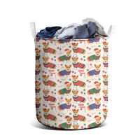 Wales Corgi Christmas Laundry Basket Nadolig Llawen Welsh Dog Seamless Vibes - Wonder Print Shop
