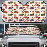 Wales Corgi Christmas Auto Sun Shade Nadolig Llawen Welsh Dog Seamless Vibes - Wonder Print Shop