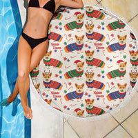 Wales Corgi Christmas Beach Blanket Nadolig Llawen Welsh Dog Seamless Vibes - Wonder Print Shop