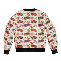 Wales Corgi Christmas Bomber Jacket Nadolig Llawen Welsh Dog Seamless Vibes - Wonder Print Shop