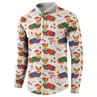 Wales Corgi Christmas Button Sweatshirt Nadolig Llawen Welsh Dog Seamless Vibes - Wonder Print Shop