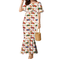 Wales Corgi Christmas Family Matching Mermaid Dress and Hawaiian Shirt Nadolig Llawen Welsh Dog Seamless Vibes - Wonder Print Shop