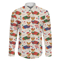 Wales Corgi Christmas Family Matching Off Shoulder Maxi Dress and Hawaiian Shirt Nadolig Llawen Welsh Dog Seamless Vibes - Wonder Print Shop