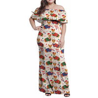 Wales Corgi Christmas Family Matching Off Shoulder Maxi Dress and Hawaiian Shirt Nadolig Llawen Welsh Dog Seamless Vibes - Wonder Print Shop