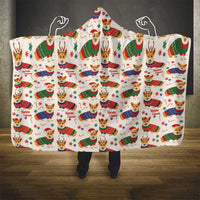 Wales Corgi Christmas Hooded Blanket Nadolig Llawen Welsh Dog Seamless Vibes - Wonder Print Shop