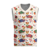 Wales Corgi Christmas Knitted V-Neck Vest Nadolig Llawen Welsh Dog Seamless Vibes - Wonder Print Shop