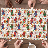 Wales Corgi Christmas Puzzle Nadolig Llawen Welsh Dog Seamless Vibes - Wonder Print Shop