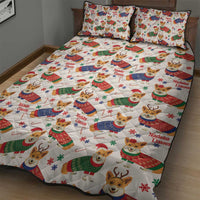 Wales Corgi Christmas Quilt Bed Set Nadolig Llawen Welsh Dog Seamless Vibes - Wonder Print Shop