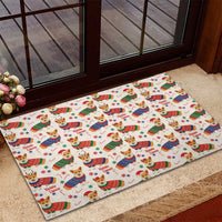 Wales Corgi Christmas Rubber Doormat Nadolig Llawen Welsh Dog Seamless Vibes - Wonder Print Shop