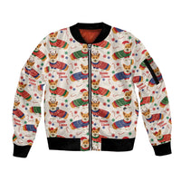 Wales Corgi Christmas Sleeve Zip Bomber Jacket Nadolig Llawen Welsh Dog Seamless Vibes - Wonder Print Shop