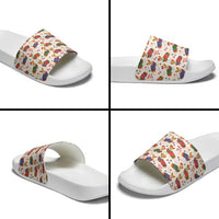 Wales Corgi Christmas Slide Sandals Nadolig Llawen Welsh Dog Seamless Vibes - Wonder Print Shop