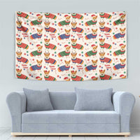 Wales Corgi Christmas Tapestry Nadolig Llawen Welsh Dog Seamless Vibes - Wonder Print Shop