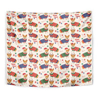 Wales Corgi Christmas Tapestry Nadolig Llawen Welsh Dog Seamless Vibes - Wonder Print Shop