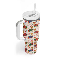 Wales Corgi Christmas Tumbler With Handle Nadolig Llawen Welsh Dog Seamless Vibes - Wonder Print Shop